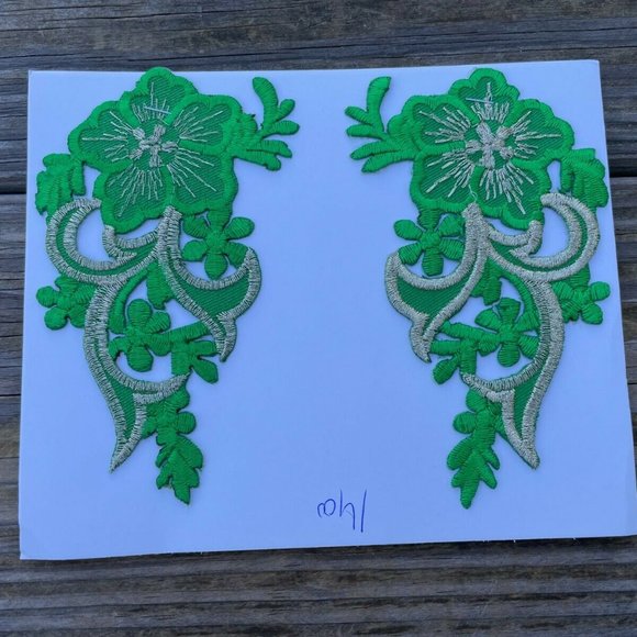 Iron Patches Craft Green Embroidery Applique Patches For Clothes Set of 2 - Picture 10 of 10